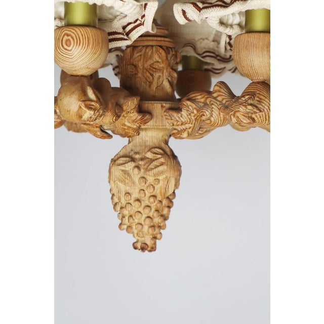 Hand-Carved Pinewood Chandelier with Grapes, Germany 1970s For Sale - Image 11 of 18