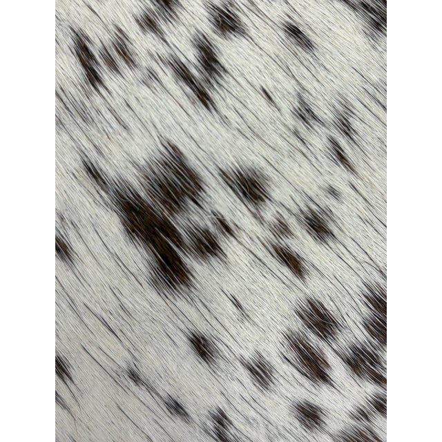 Premium Brazilian Watusi Cowhide Pillow Cover 16x16 – Speckled Ivory Spine – Handcrafted by Pablo Sota Designs For Sale - Image 10 of 11