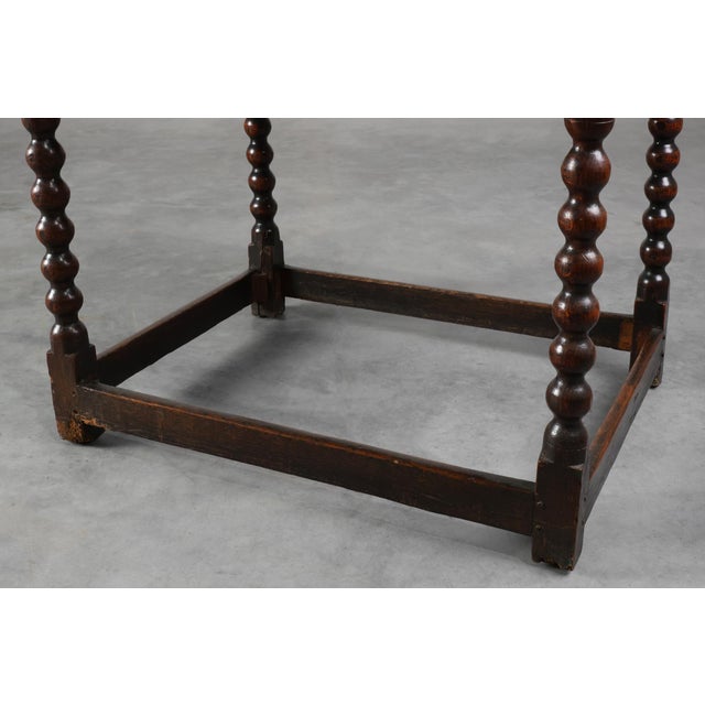 18th Century James II English Bobbin-Turned Oak Side Table with Bronze Hardware For Sale - Image 10 of 12