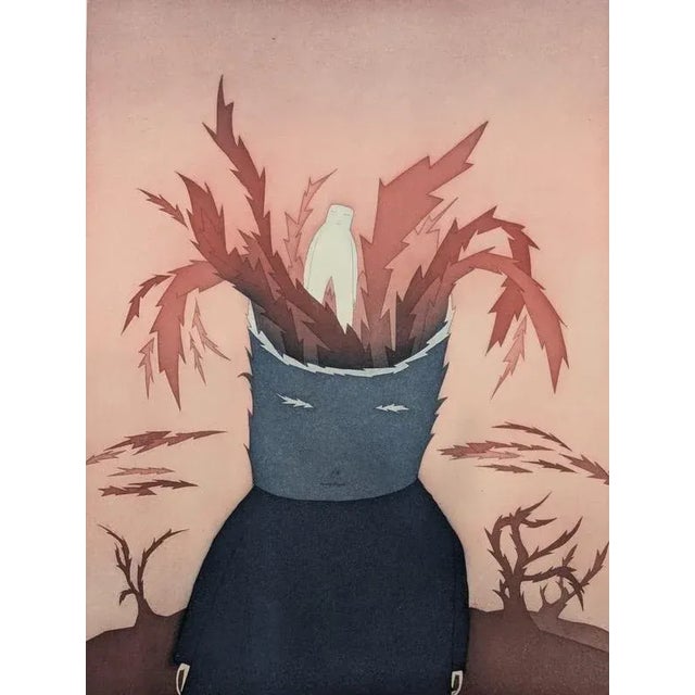 Jean Michel Folon, The Circular Ruins V, 1974, Etching For Sale - Image 4 of 7