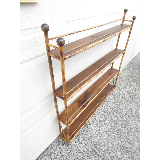 English Country Home Antique English Bamboo Wall Shelf or Plate Rack For Sale - Image 4 of 17