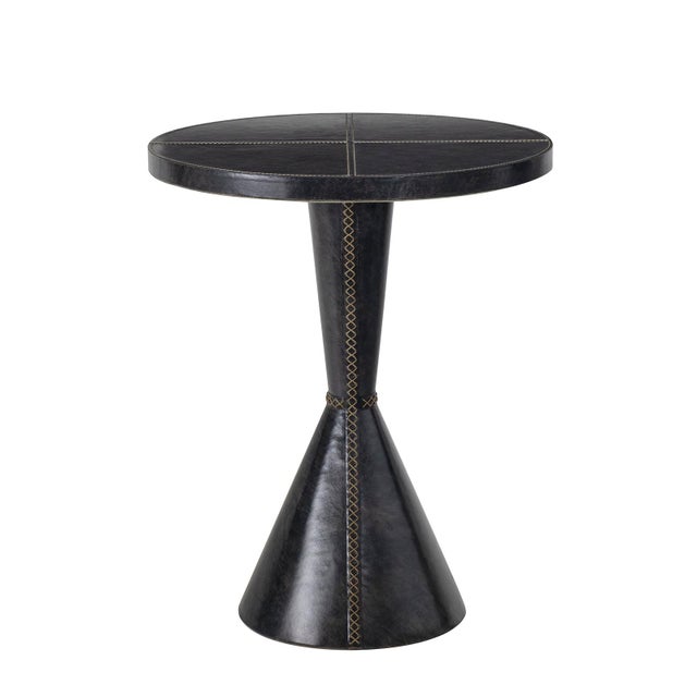 Black Gabe Leather Accent Table, Black For Sale - Image 8 of 8