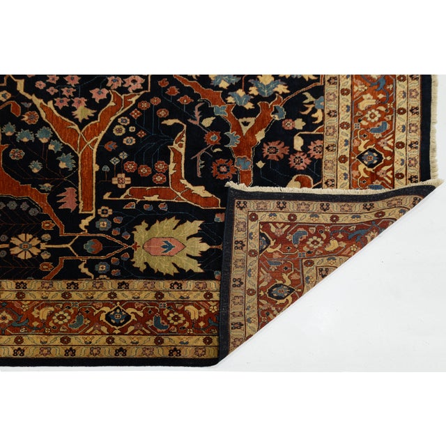 Modern 16x25 Modern Bidjar Style Navy Blue & Rust Wool Area Rug Geometric Lattice For Sale - Image 3 of 13
