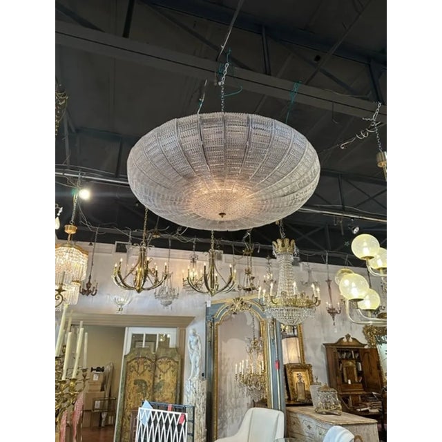Large Scales Flush Mount Murano Glass Chandelier For Sale - Image 4 of 8