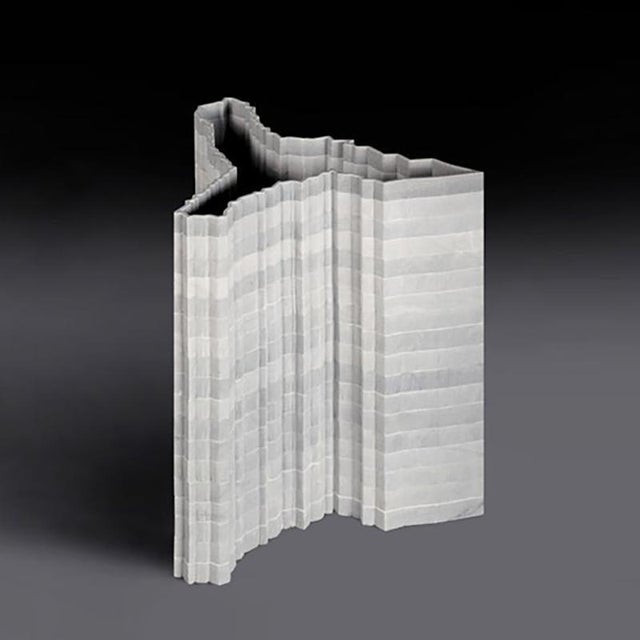 Stripes D5 Decorative Vase in Bardiglio Marble by Bufalini Marmi For Sale - Image 4 of 12