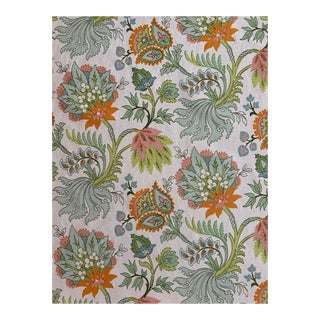 Raoul Textiles Florentina Color: Loquat Groundcloth Oyster Linen Fabric 6 1/2 Yards For Sale
