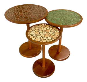Gordon Martz for Marshall Studios Coin Tile Top Occasional Tables - Set of 3