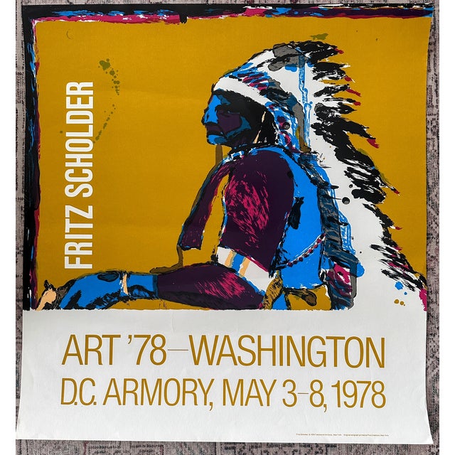 Yellow 1970s Original Fritz Scholder 'Art '78" Exhibition Silkscreen Poster For Sale - Image 8 of 11