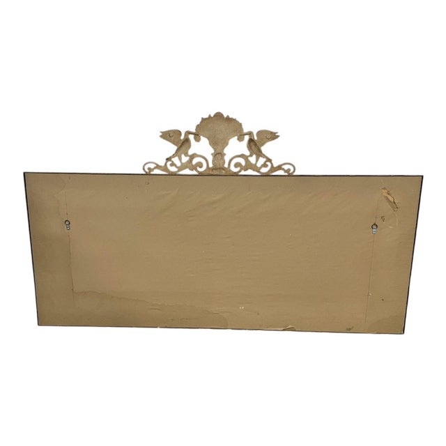 Vintage Extra Large 1970s French Style Hand-Painted Mirror With Cast Metal Gilded Bird & Urn Crest- 76” For Sale - Image 11 of 12