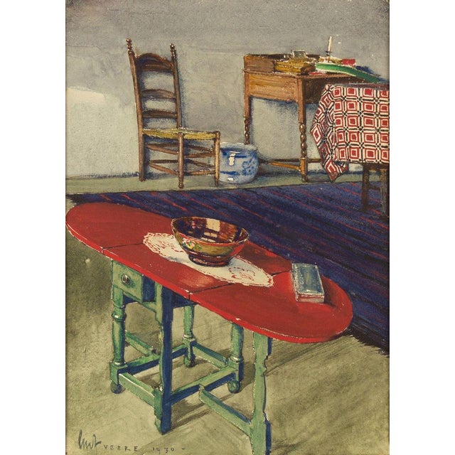 An original 1930 watercolour painting, gordon mitchell forsyth ri arca, a dutch interior.painted in 1930 by the...