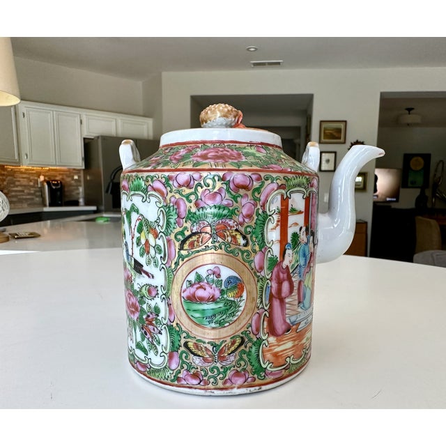 Ceramic Chinese Famille Rose Porcelain Lidded Teapot- 19th Century For Sale - Image 7 of 18