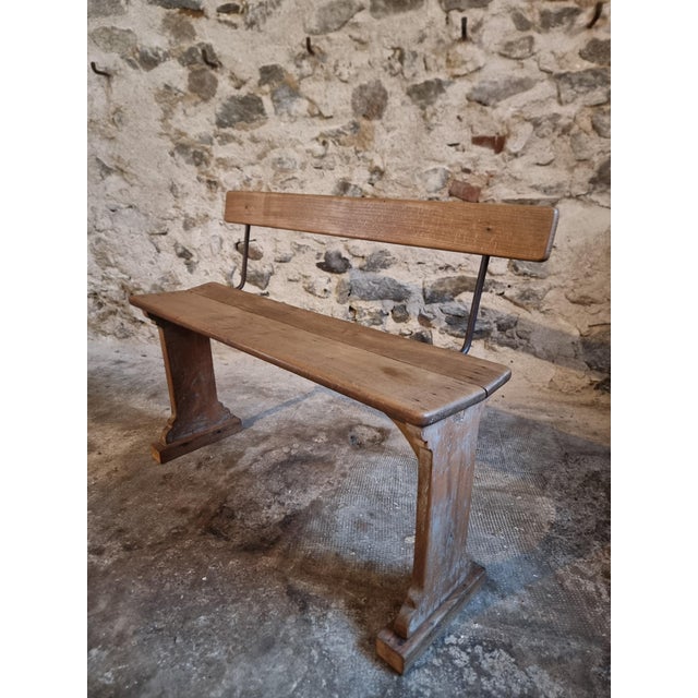 Vintage French Wooden Bench, 1920s For Sale - Image 16 of 16