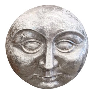 Vintage Monumental Terracota Man in the Moon Wall Hanger For Sale