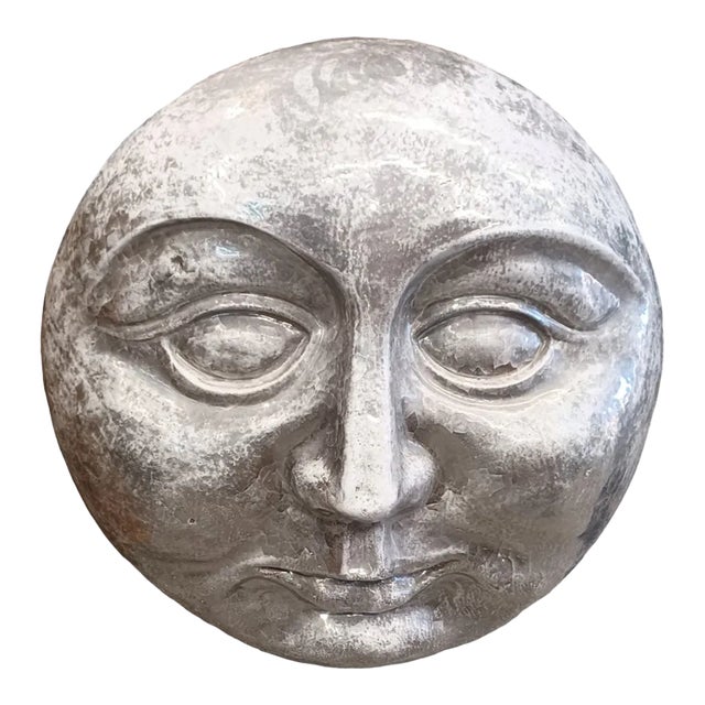 Vintage Monumental Terracota Man in the Moon Wall Hanger For Sale