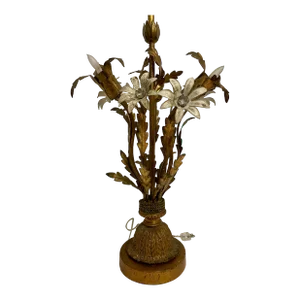 Hollywood Regency Tole Floral Table Lamp