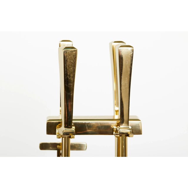 Brass Mid 20th Century Set Solid Brass Fire Tool / Stand For Sale - Image 8 of 13
