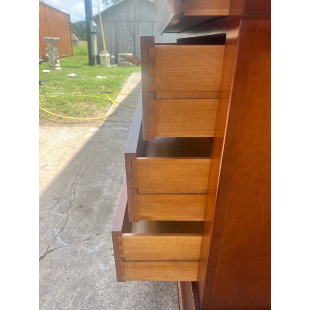 French Mid-Century Modern 1960's Louis Philippe Walnut Commode For Sale - Image 9 of 12