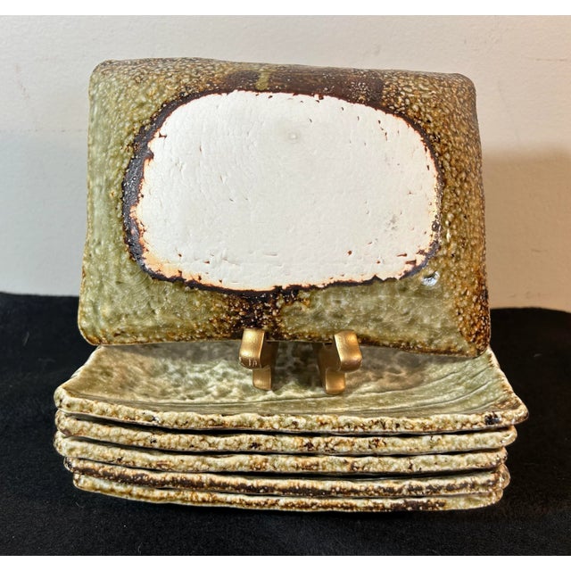 Beautiful modern design, set of six studio pottery sushi plates. Great quality, glazed earthenware.
