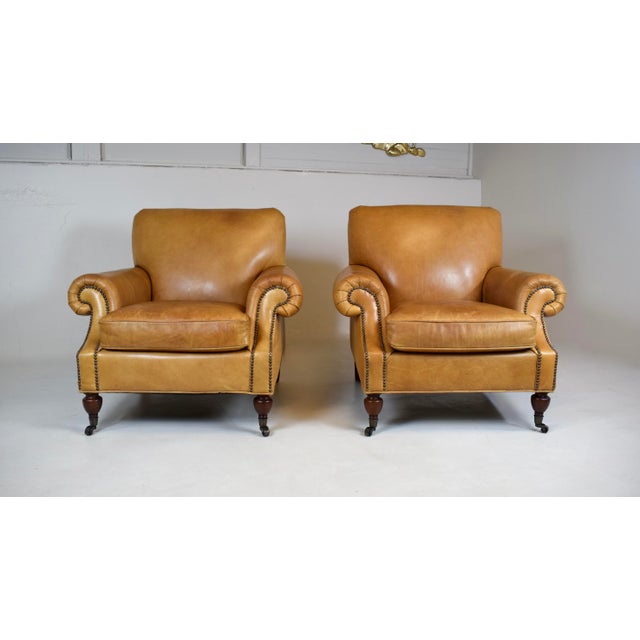 Brooklyn Leather Club Armchair on Casters For Sale - Image 13 of 13