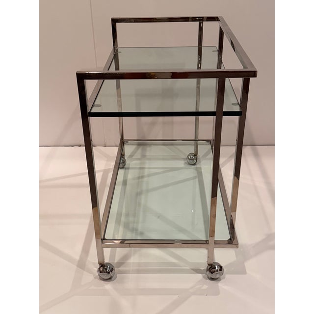 Brass and Tinted Glass Midcentury Modern Barcart For Sale - Image 10 of 15