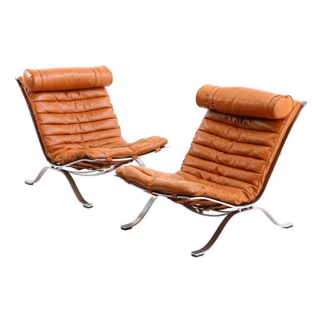 Cognac Leather Highback Ari Armchairs by Arne Norell, Denmark, 1960s, Set of 2 For Sale
