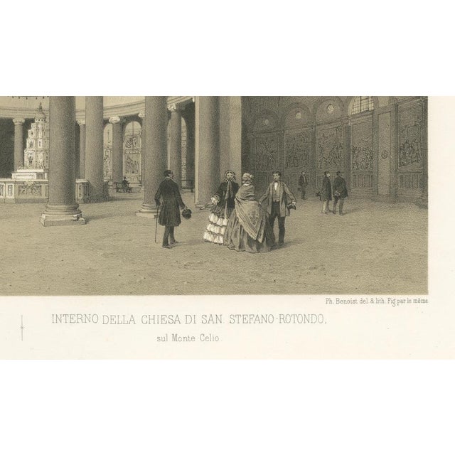 After Bayot, Interior of Santo Stefano Rotondo, Rome, 1869, Lithograph For Sale - Image 6 of 9