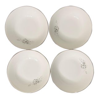 1960s Sango China Japan Morena 6280 Soup Bowls With Platinum Trim- Set of 4 For Sale