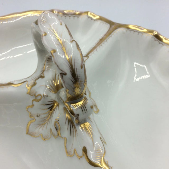 KPM Porcelain K P M Divided Dish With Gold and Acanthus Leaves Handle Antique For Sale - Image 4 of 12