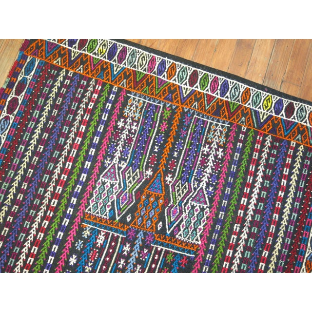 Early 21st Century Colorful Jajim Flat-Weave, 20th Century - 3'7" x 4'11" For Sale - Image 5 of 6