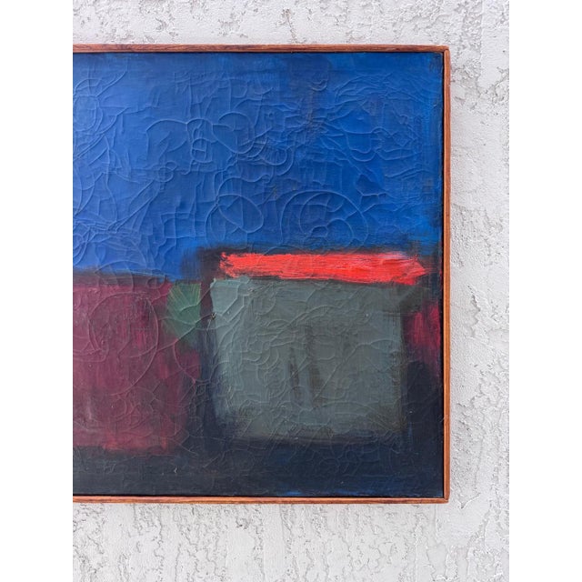 Mid-Century Modern Abstract Painting With Crackle Textures For Sale - Image 4 of 10