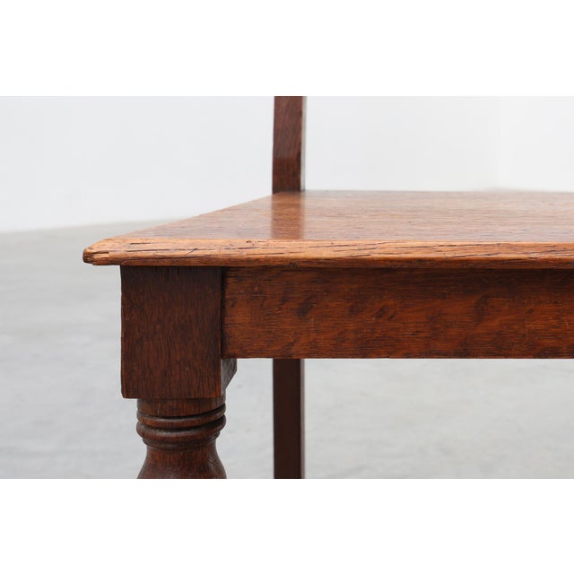 19th Century Art Deco Oak Side Chair with Carved Rosette Back and Turned Front Legs, 1890s For Sale - Image 5 of 16
