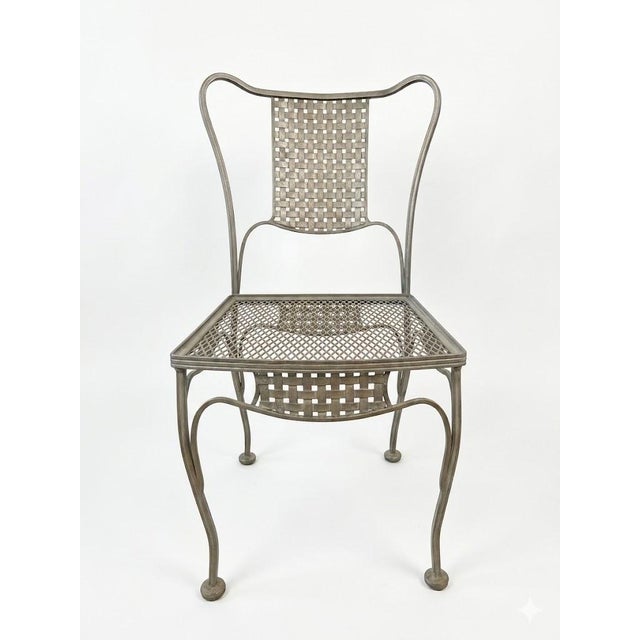 Mid-Century Modern 1950s Verdigris Hollywood Regency Mid-Century Wrought Iron Patio Dining Set, 5 Pieces For Sale - Image 3 of 8