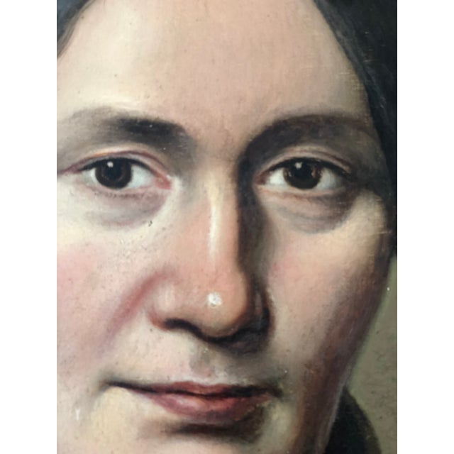 Antique Original Oil Painting of a German Lady, Large 19th Century Portrait For Sale - Image 4 of 14
