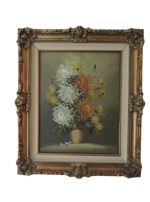 1960s Oil Painting by Baccie 24 X 28 "California School of Painters" Floral Still Life Scene