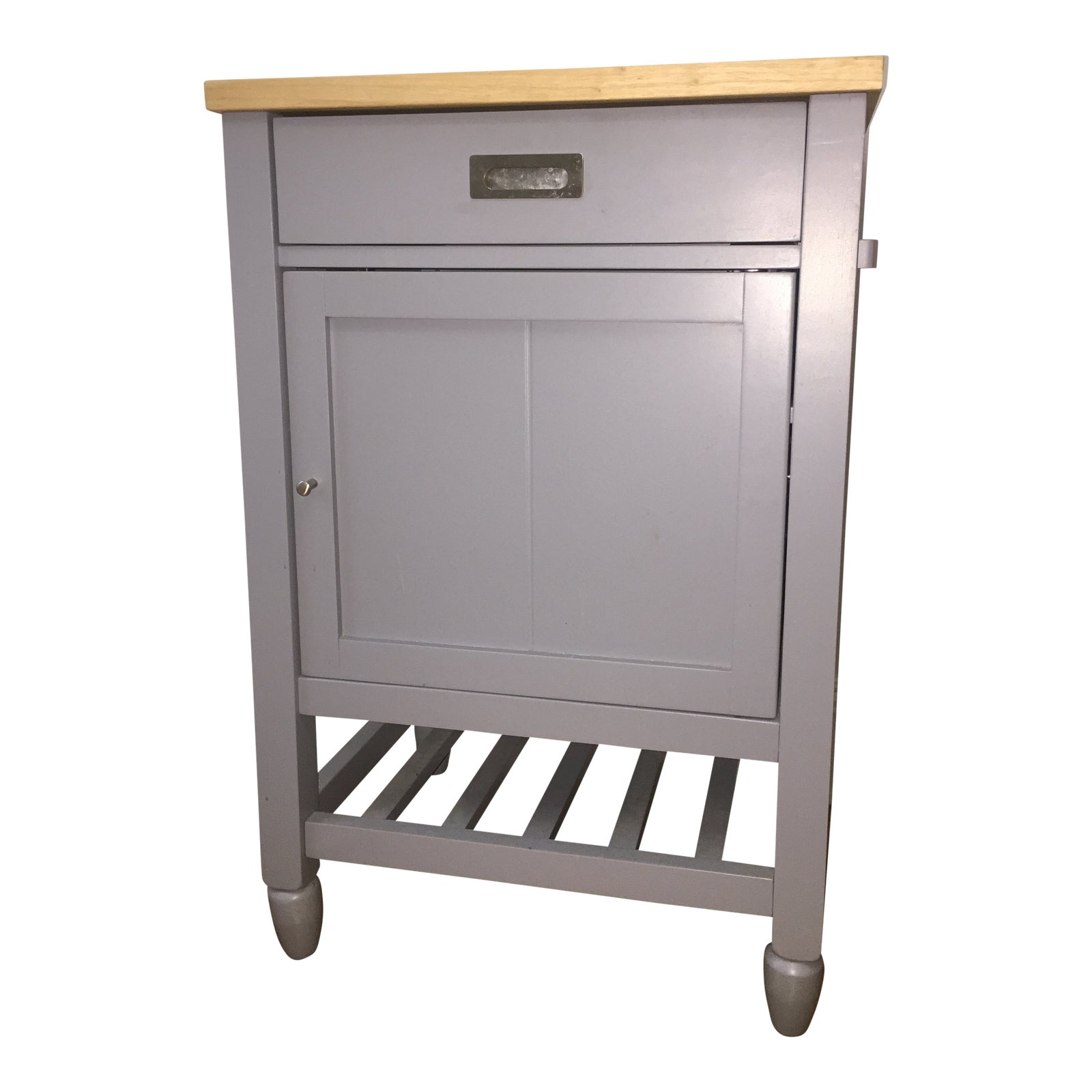 Crate & Barrel Kitchen Island With Butcher Block | Chairish