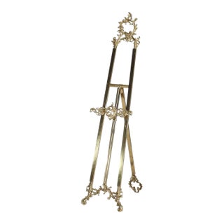 Vintage French Rococo Style Adjustable Brass Art Display Easel 20thC For Sale