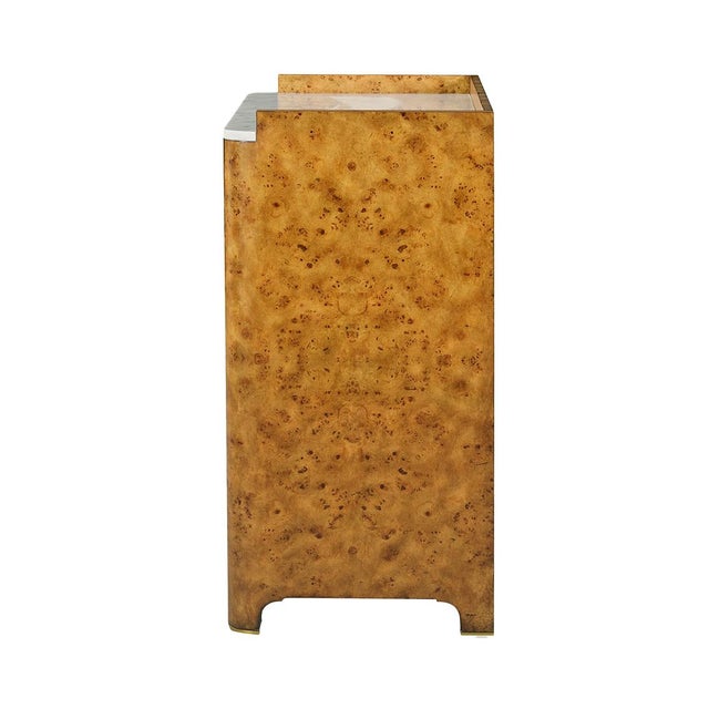 Contemporary Art Deco Burl Wood Bar Cabinet For Sale - Image 4 of 12