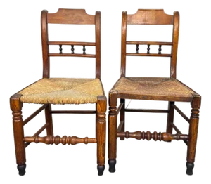 Antique English Oak Pair of Occasional Chairs