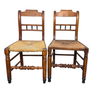 Antique English Oak Pair of Occasional Chairs C 1900 For Sale