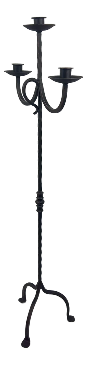 Hand Forged Iron Floor Candelabra 47.5″ (121cm) Antique Copper Patina 3-Arm Infinity Loop Design Classic Candle Holder