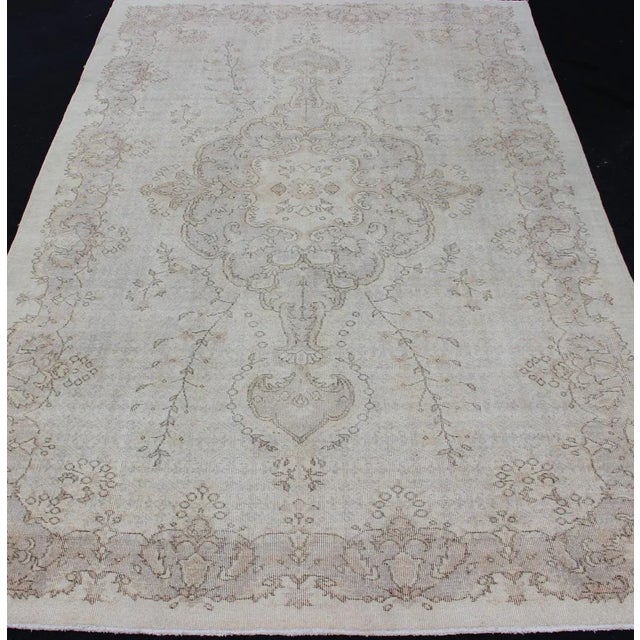 Textile Vintage Turkish Rug in Sand, Cream, Lavender & Brown Highlights by Keivan Woven Arts For Sale - Image 7 of 13