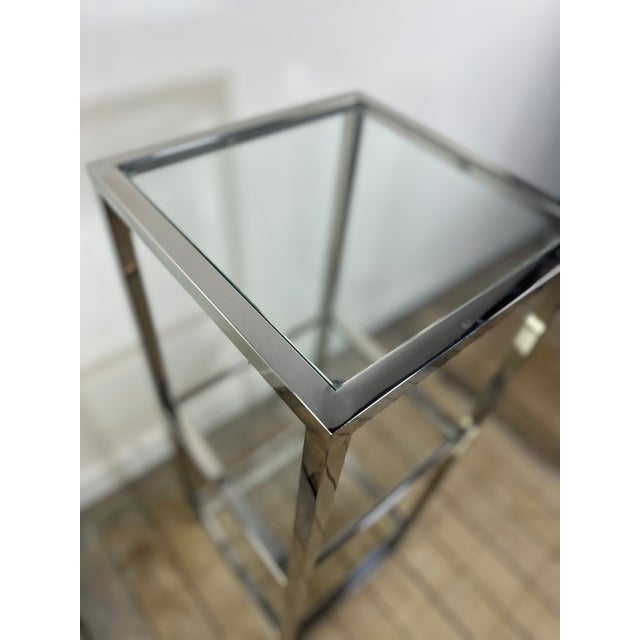 Modern Chrome and Glass Side Table, 2000s For Sale - Image 3 of 10