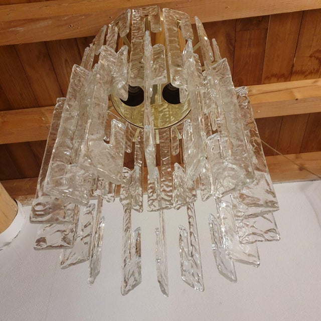 1970s Mid-Century Modern Brass-Murano Glass Chandelier For Sale In Dallas - Image 6 of 11