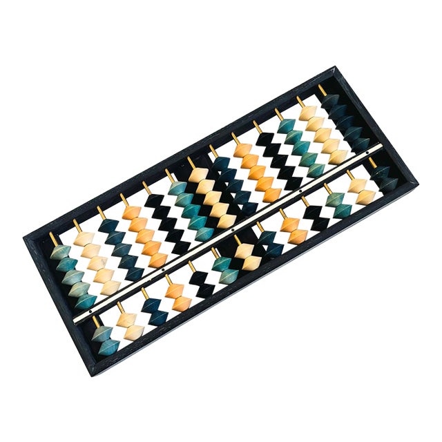 Vintage Japanese Wood Abacus - Blue Stained Beads For Sale