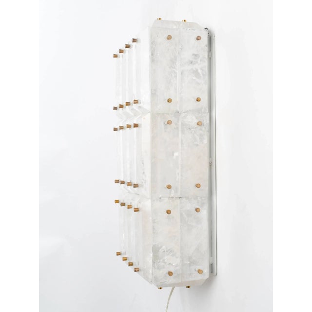 Metal Rock Crystal Wall Sconces, Limited Edition - a Pair For Sale - Image 7 of 10