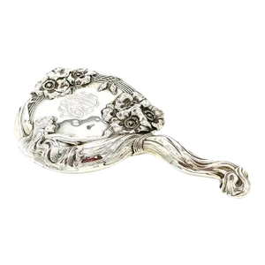Early 20th Century Art Nouveau Sterling Hand Mirror 'Reine Des Fleurs', C. 1903, by Unger Brothers