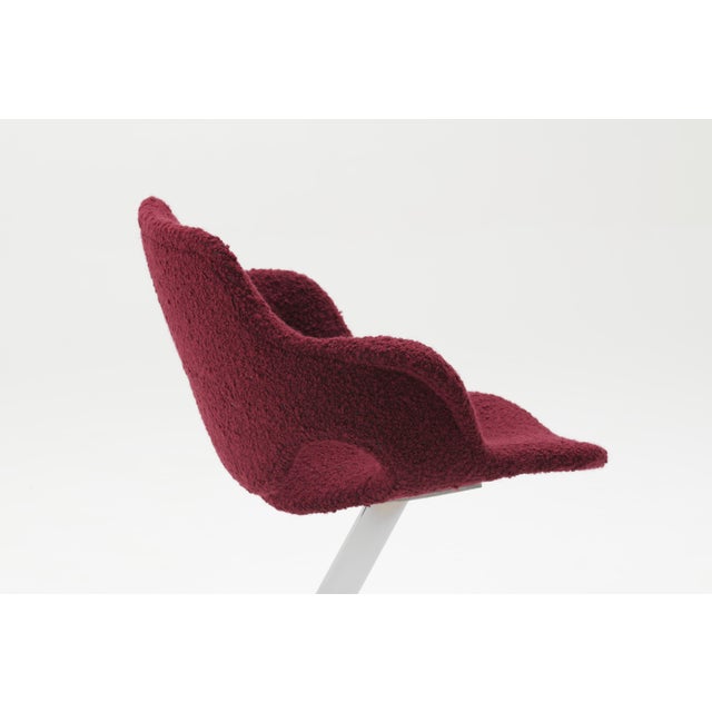 Sculptural Scimitar Dining Table and Chairs in Burgundy Bouclé by Boris Tabacoff for Mobilier Modulaire Moderne, 1970s, Set of 6 For Sale - Image 11 of 18