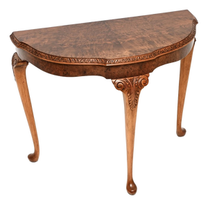Antique Burr Walnut Console Table, 1930