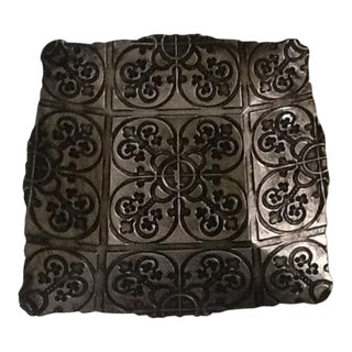 Arda Glassware Hand Painted Square Bowl Silver & Black For Sale