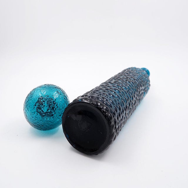 Glass Mid-Century Modern Italian Genie Bottle in Blue Empoli Glass, 1960s For Sale - Image 7 of 12